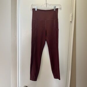 Lover Her Burgundy Zebra Pattern Leggings with Pockets, Size Small